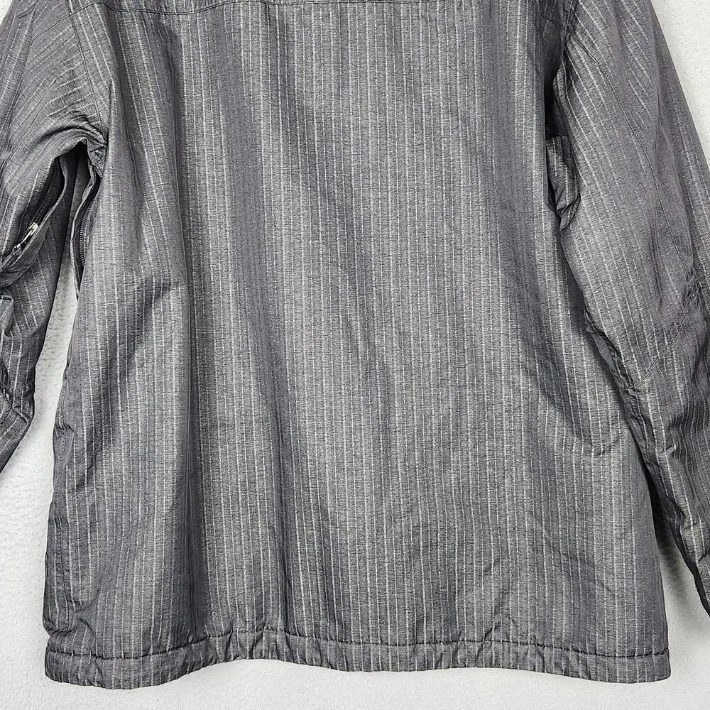 North Face Instigator Jacket Mens Large Gray Pinstripe Hooded Full Zip Insulated